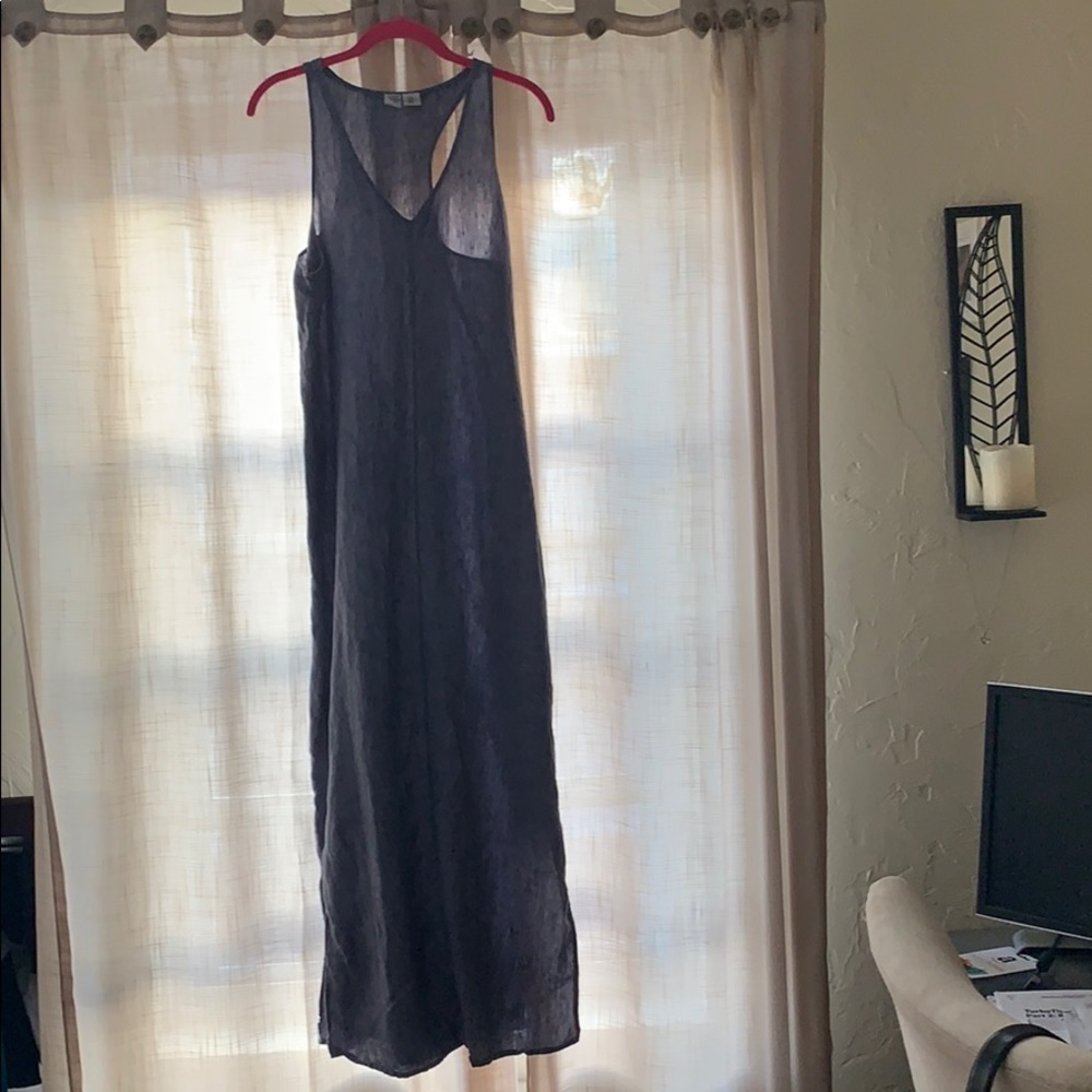 100% linen blue dress